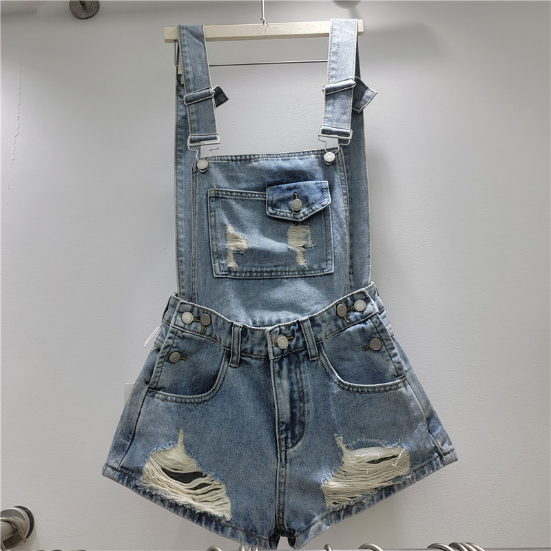 Pantalones Cortos de Mezclilla con Tirantes Desmontables para Mujer Corte A image 3