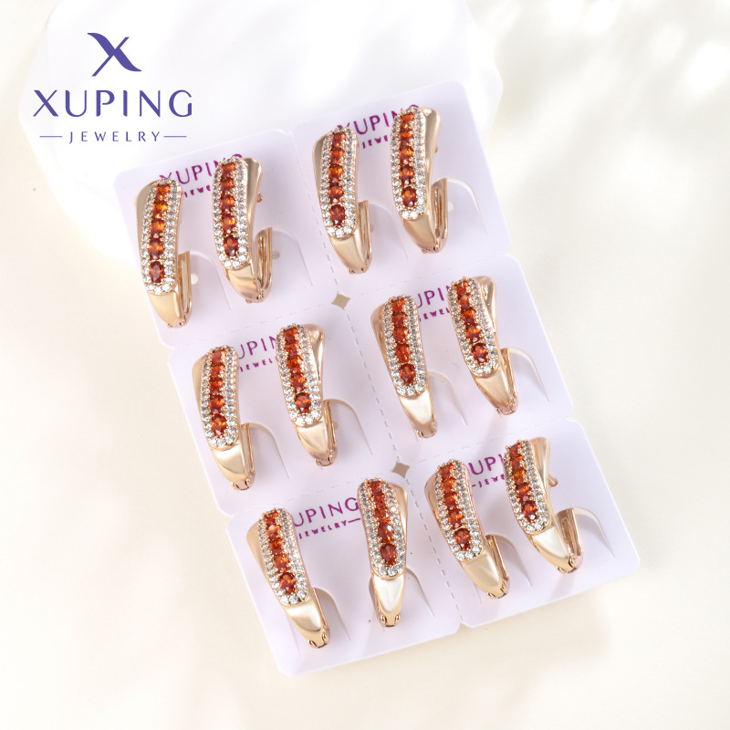 Xuping comercio exterior transfronterizo joyería de moda dorada auriculares lujosas sensación alta una tarjeta de otoño y invierno 6 pares de 12 pares de pendientes para mujeres