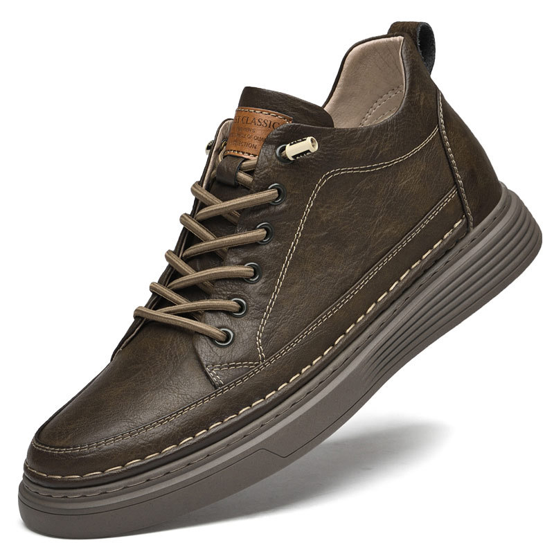 2025秋季内增高男鞋休闲单鞋男士板鞋真皮潮鞋男中帮男款品牌皮鞋