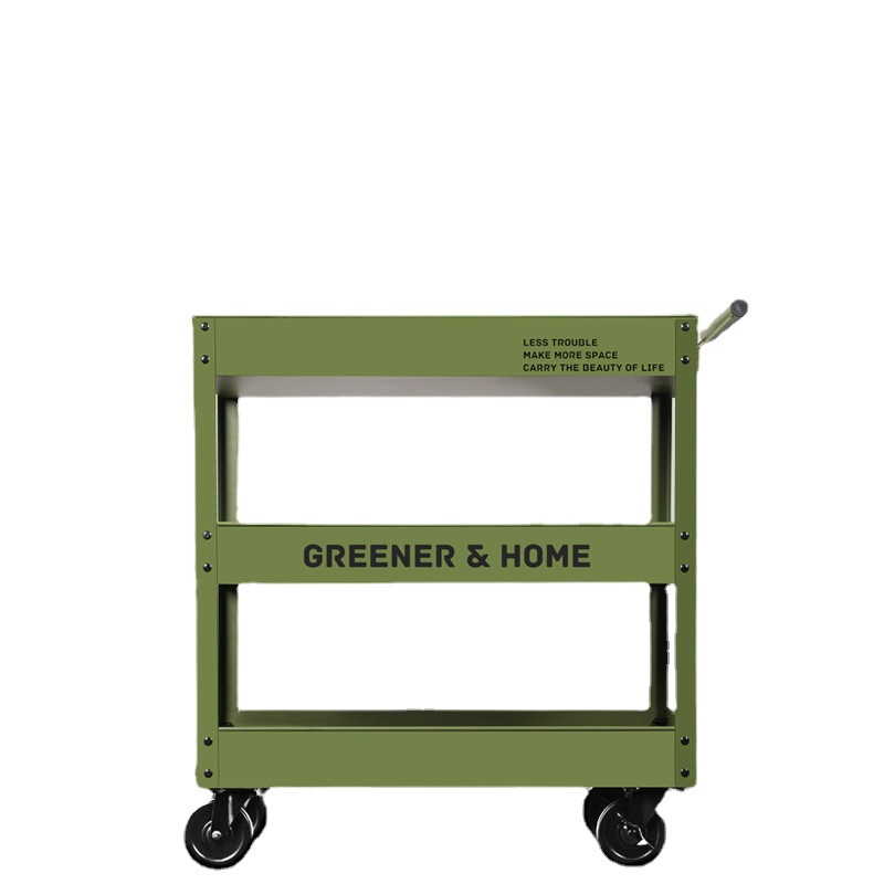 Carrito de Almacenamiento Móvil Resistente Green Forest, Carrito de Herramientas Multifuncional de Tres Niveles, Carrito de Almacenamiento para Taller