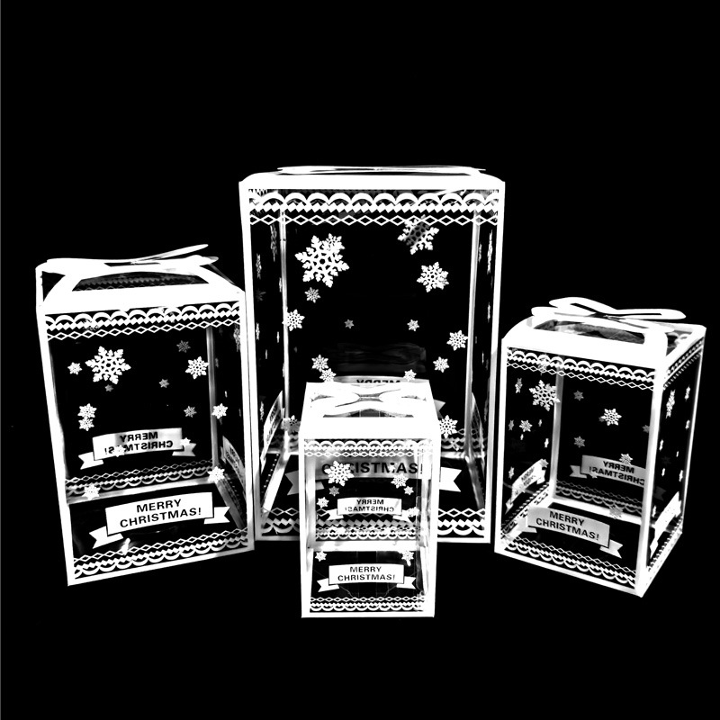 圣诞球包装盒PVC圣诞节礼盒雪花Merry Christmas塑料透明圣诞盒子