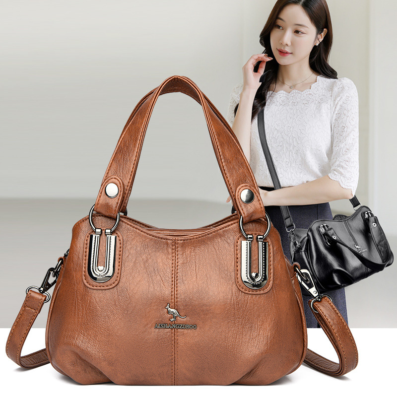 女士品質包包2024新款單肩斜挎包女大氣中年多隔層媽媽包一件代發