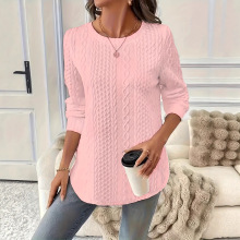 2025秋冬款卫衣跨境外贸亚马逊时尚女装百搭纯色纹理宽松落肩上衣