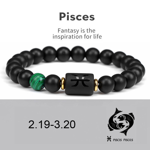 Amazon WISH Cross-border Hot Selling Zodiac Twelve Constellation Bracelet Matte Bead Elastic Cord Vintage Bead Wholesalers
