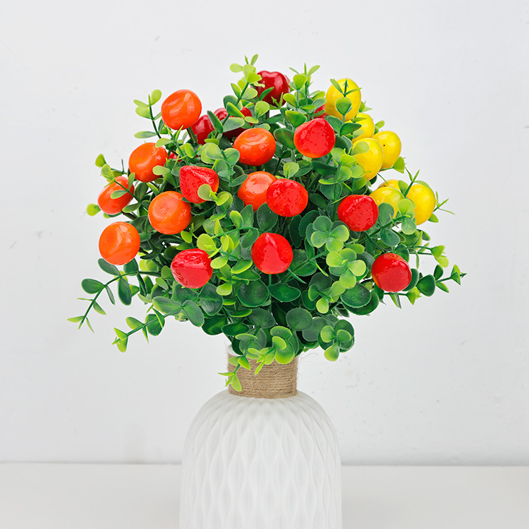 시뮬레이션 된 7 갈래 유칼립투스 과일 손잡이 가짜 꽃 홈 장식 녹색 식물 장식품 사진 소품 Amazon 도매