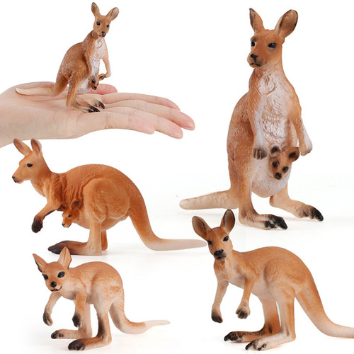 Cross-border children's solid wild animal model simulates Australian female kangaroo model early education ornaments hand-made toys