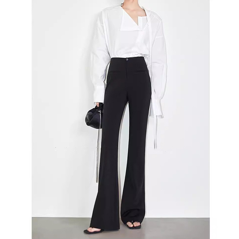 In-Stock Manufacturer Wholesale Black Flared Pants for Women Slimming Pants Flared Suit Pants New Style Drapey Flared Pants