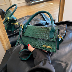 鱷魚紋包包女2023新款時尚手提撞色通勤質感小方包百搭單肩斜挎包