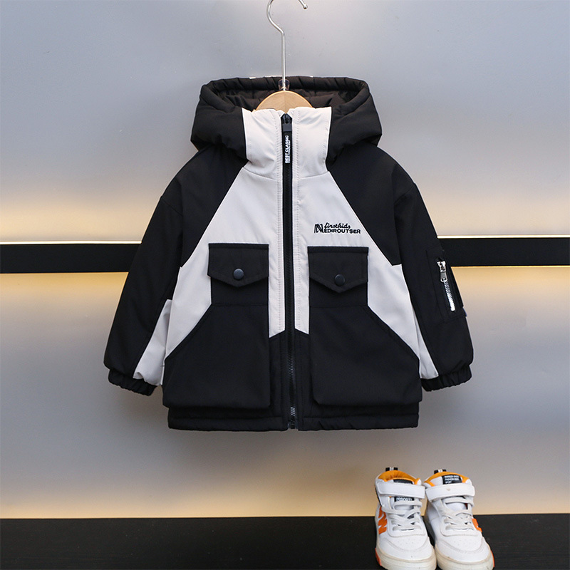 6433 Ropa de Parker de terciopelo para niños 2025 otoño e invierno nuevo estilo abrigo de algodón grueso para bebés