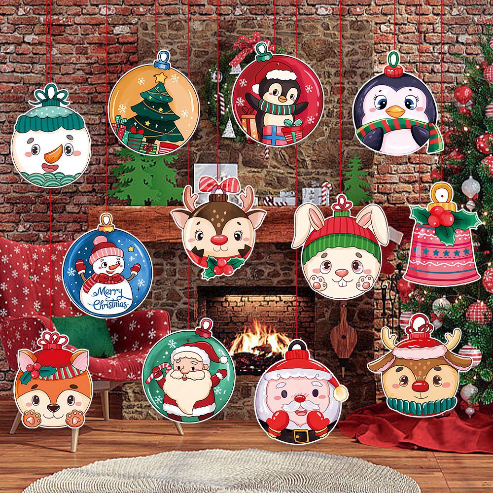Nuevos productos transfronterizos Decoración navideña Colgante de dibujos animados Decoración de atmósfera de etiqueta de techo de fiesta navideña