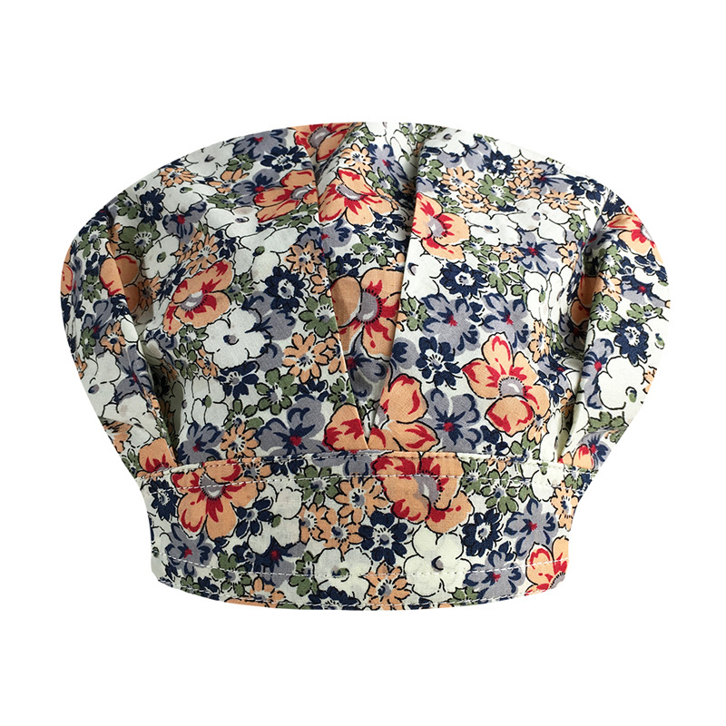 Sombrero de enfermera mujer chef cocinando cocina a prueba de aceite a prueba de humo pérdida de cabello sombrero esponjoso sombrero impreso puntera sombrero de trabajo ajuste elástico