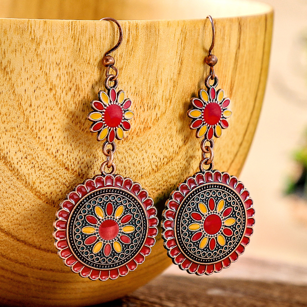 14g Weight Alloy Ear Needle Material Drop Earrings Classification 1 Pair Quantity Daily, Street Occasion Zinc alloy Material Geometric Pattern All Seasons Season Women's Gender Polished Finish Retro Style 1 Pair Retro Geometric Zinc Alloy Drop Earrings 11