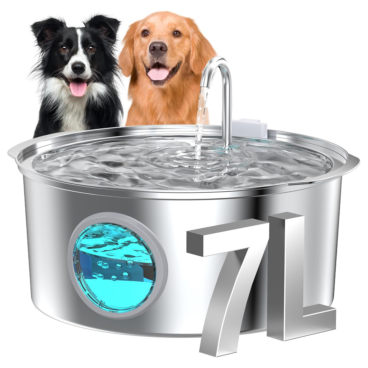 7L de gran capacidad de acero inoxidable gato beber agua corriente mascota beber agua de gran capacidad transfronteriza perro beber agua