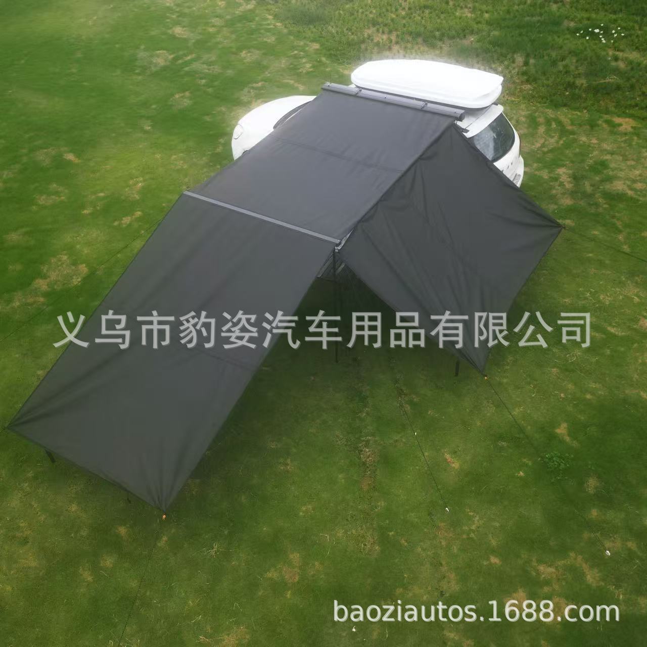 500D Oxford Black Tarp Outdoor Car Roof Side Canopy Aluminum Alloy Car Side Tent Sun Protection Car Camping Sunshade