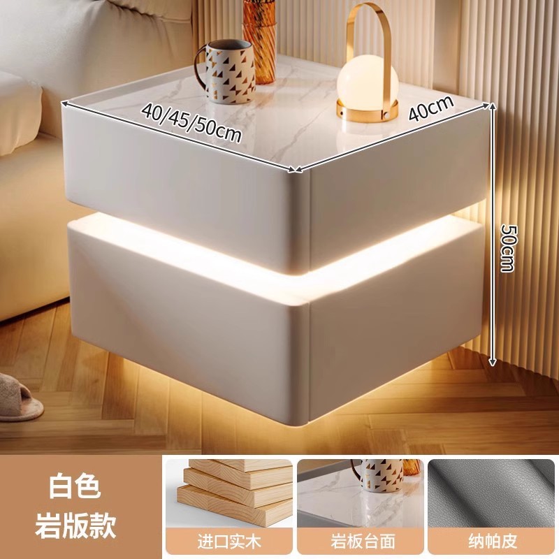 Mesita de noche inteligente caja fuerte todo en uno 2025 nuevo gabinete de seguro de cabecera de carga inalámbrica multifuncional de alta gama