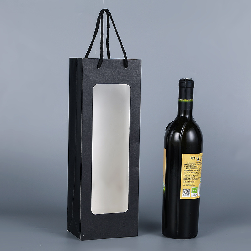 Nuevo solo vino tinto bolsa de regalo portátil ventana abierta de papel Kraft bolsa de papel bolso transparente bolsa de regalo rectangular