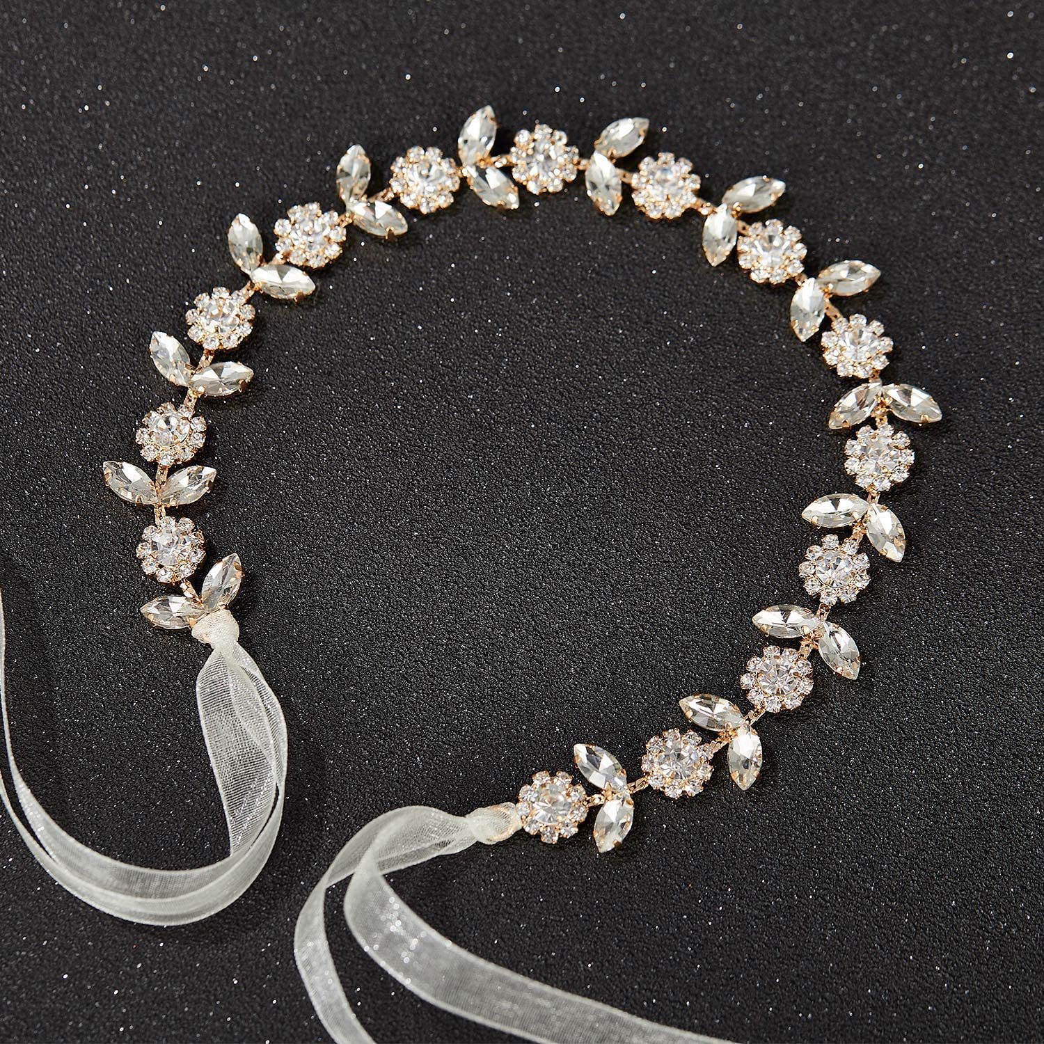 Transfronteriza Amazon popular nupcial tocado rhinestone pelo cuerda banda de pelo accesorios para el cabello de la boda joyería hecha a mano banda de pelo de Europa y América