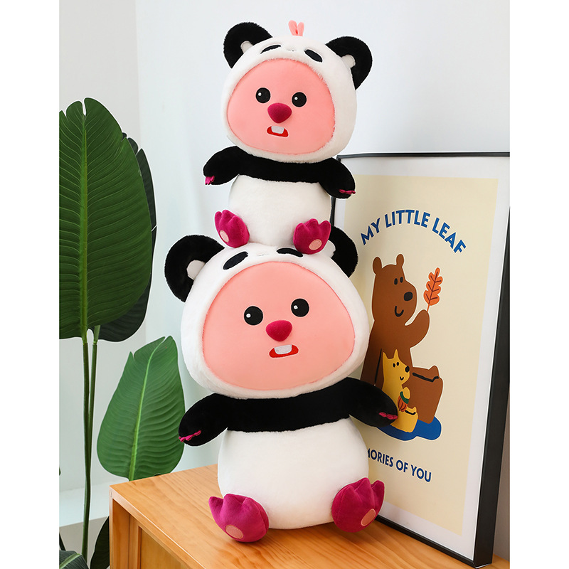 网红爆款熊猫变身卢比公仔儿童毛绒玩具卡通玩偶女孩礼物厂家批发