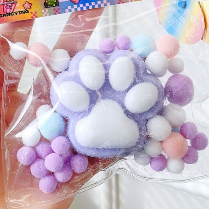 봉제 고양이 발☆보라색