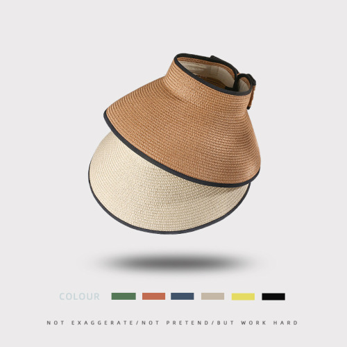 Summer New Hat Wide Brim Straw Hat Women UV Protection Foldable Sun Hat No Brim Sun Hat