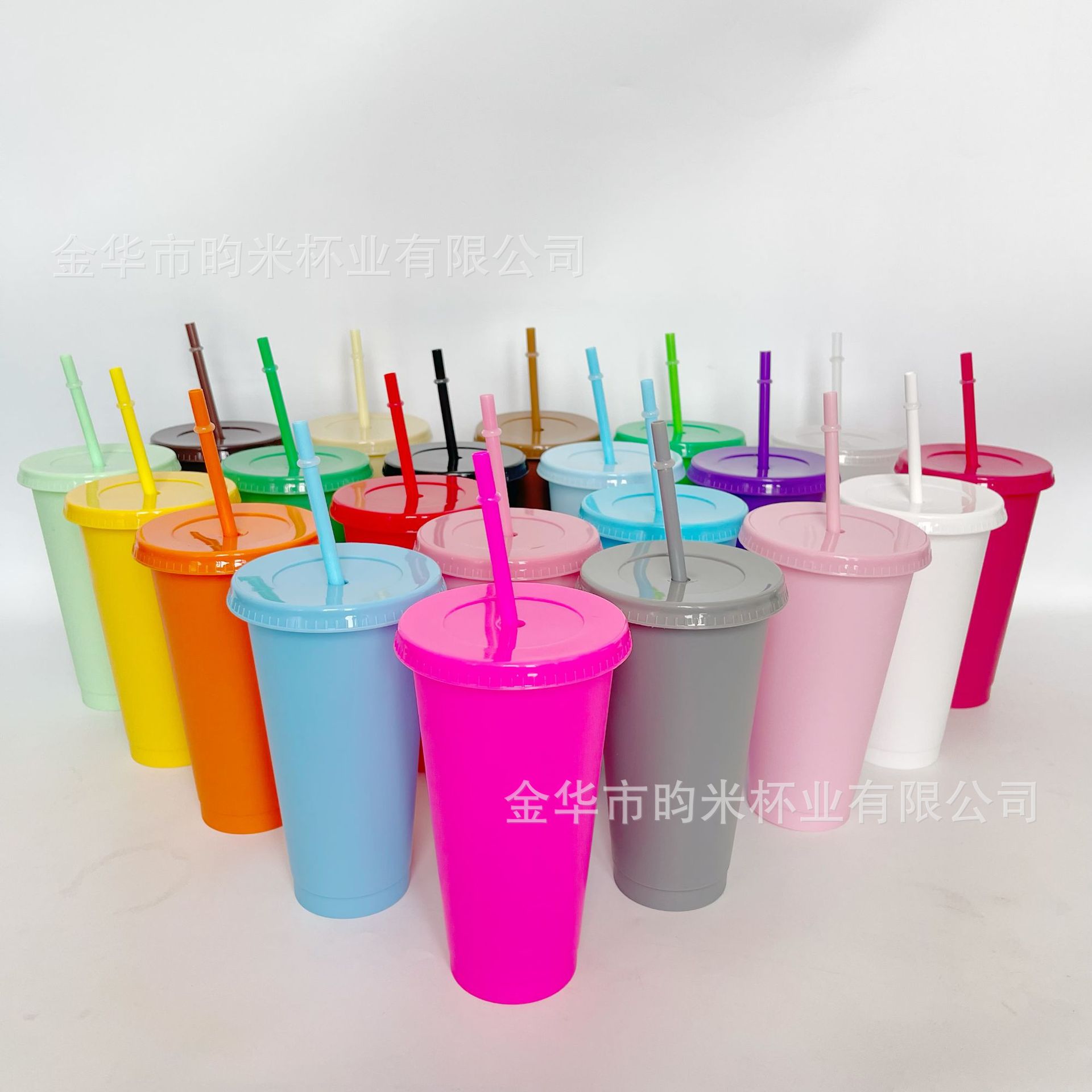 Transfronterizo PP color 24OZ taza de paja taza de té de leche de gran capacidad 710ML taza de plástico monocapa de color sólido se puede imprimir logotipo