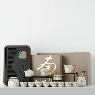 汝窑功夫茶具套装2025新款家用陶瓷茶壶茶杯茶盘轻奢整套茶具送礼