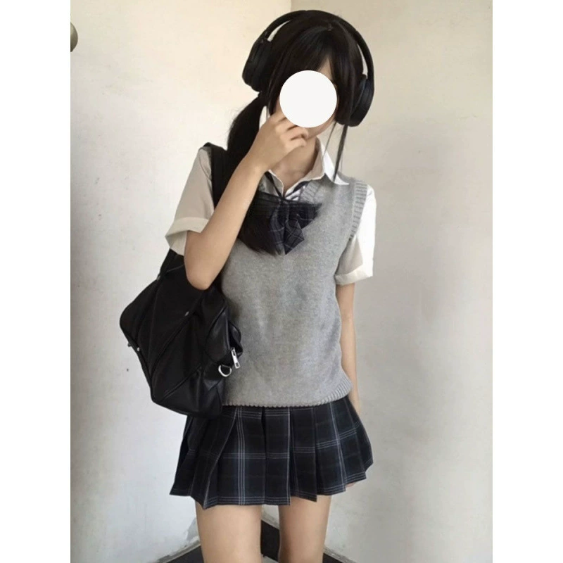 Комплект униформы JK в японском стиле для студенток, жилет Кюсю, базовая рубашка, плиссированная юбка, полный комплект