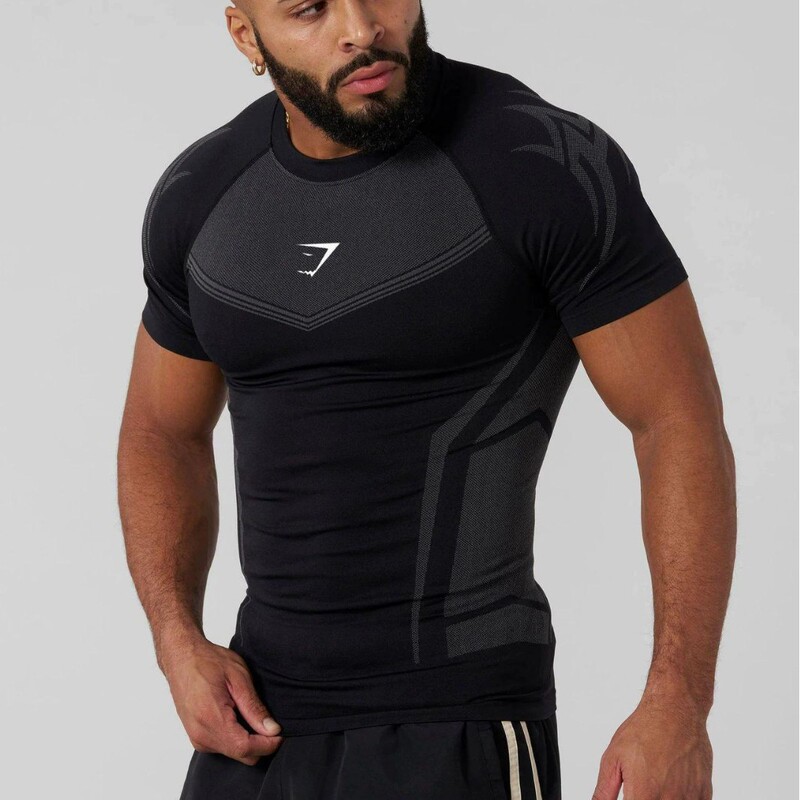 GYMSHARK Summer New Men's Tight-Fitting T-Shirt for Joggers, Sports, Fitness, Running, Training, Quick-Dry Short Sleeve GYMSHARK Summer New Men's Tight-Fitting T-Shirt for Joggers, Sports, Fitness, Running, Training, Quick-Dry Short Sleeve