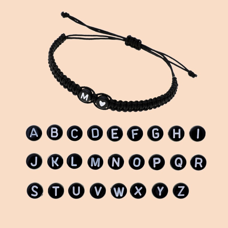 Cross-Border Exclusive New Woven 26 Letter Bracelet Simple Personalized Heart Letter Woven Friendship Couple Bracelet