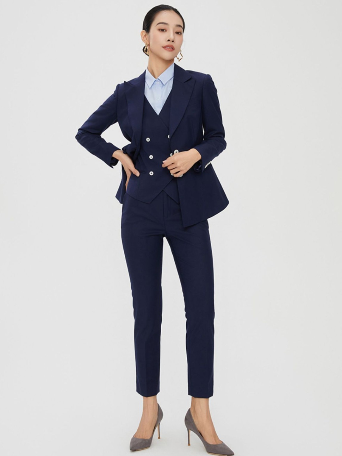 [High-Branch Wool] Suit suit Female President Temperament Commuting Dating Fashion Sense Suit Vest Cropped Pants