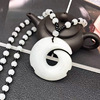 Retro sweater white jade, pendant, ethnic necklace, accessory, ethnic style, wholesale