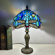 时尚餐厅蜻蜓创意桌灯卧室台灯床头轻奢高级感灯蒂凡尼美式氛围灯