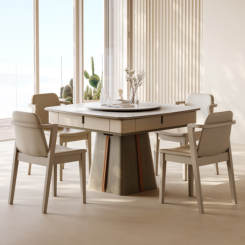 Mesa de comedor de madera maciza mesa de mahjong todo en uno de doble uso, mesa de ajedrez multifuncional para el hogar completamente automática, mesa de comedor combinada de sillas, mesa de comedor