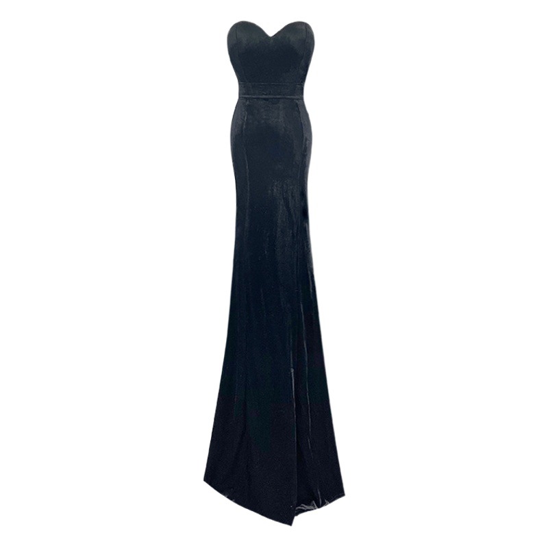 Night Elegant Strapless Floor-Mopping Women's Long Dress Chest-Wrapping Evening Dress Fishtail Host Toast Dress Night Club Lady Dress