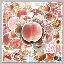 50张桃子ins风贴纸小清新水果水蜜桃美食涂鸦手账素材笔记本贴纸