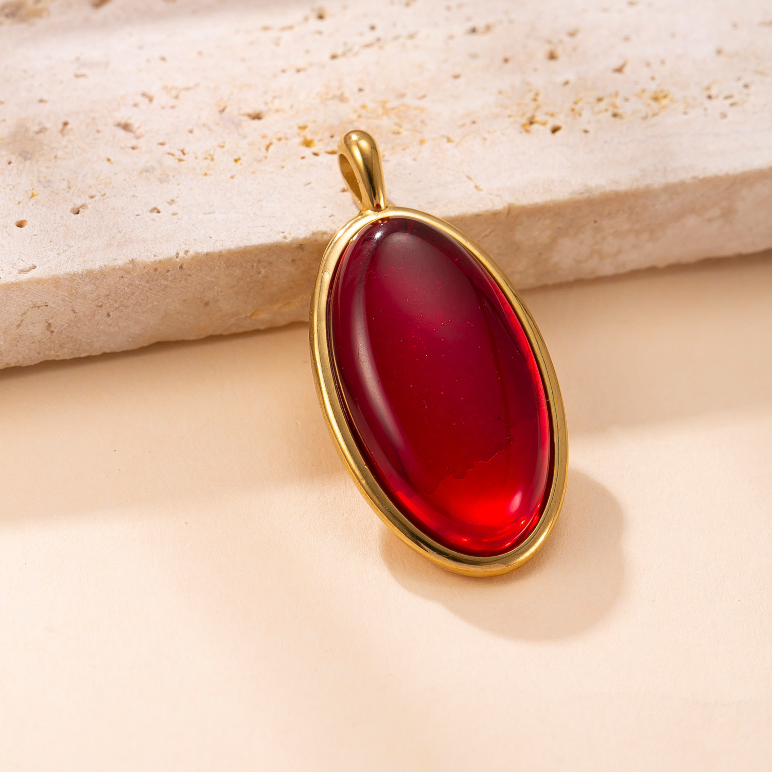 Colgante único, joyería de acero inoxidable transfronterizo, fundición, accesorios de collar de piedra natural geométrica, fábrica de accesorios de acero de titanio simples y versátiles