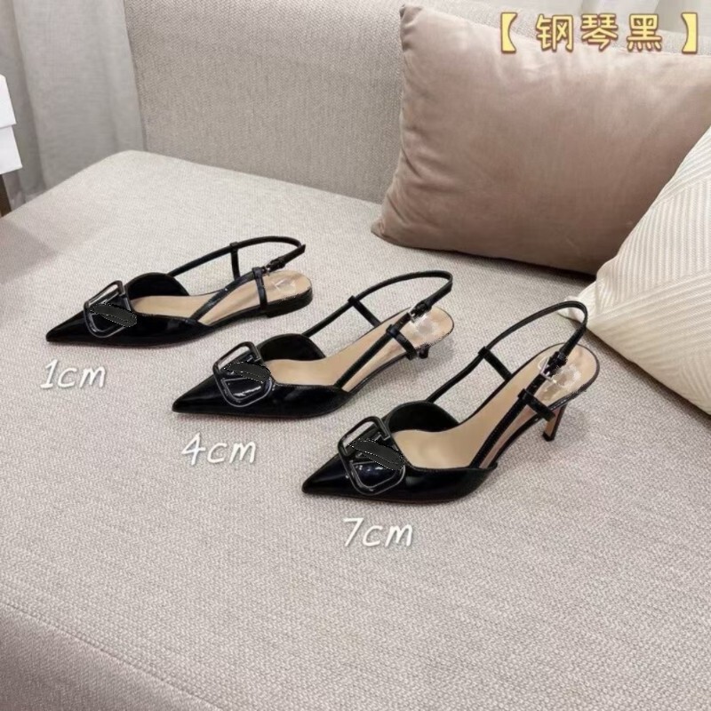 Super Popular Style! 26 High-End Version V-Buckle New Style Open-Back Sandals, Pointed Toe Back-Strap Thin Heel Fashion Sandals