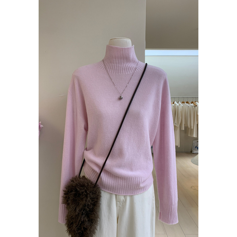 Lazy and High-End Seamless One-Piece Skin-Friendly Turtleneck Woolen Sweater Fluffy Warm Bright Color Loose Bottoming Sweater for Women Lazy and High-End Seamless One-Piece Skin-Friendly Turtleneck Woolen Sweater Fluffy Warm Bright Color Loose Bottoming Sweater for Women