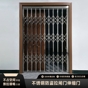 不锈钢拉闸门店铺港式复古铁闸门推拉门阳台折叠门阳台伸缩格栅门-阿里巴巴