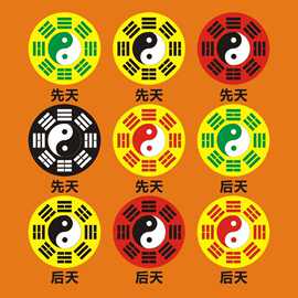 道家太极八卦异形不干胶手机贴即时风水贴纸太极阴阳贴纸八卦图贴