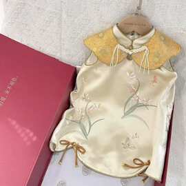 2026新款女宝宝周岁礼服战袍国风女宝宝新中式刺绣旗袍裙爆款轻奢