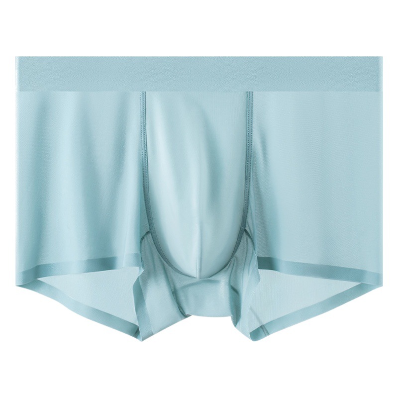 Nueva ropa interior de verano de seda de hielo color nude de cintura media para hombres, cómoda 7A antibacteriana de seda de morera en la entrepierna, ropa interior de verano para hombres al por mayor.