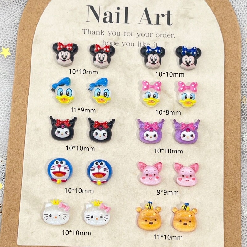 Mickey Cartoon Nail Art Accessories Cute Stereo Sanrio Kuromi Donald Duck Resin DIY Wearable Nail Accessories