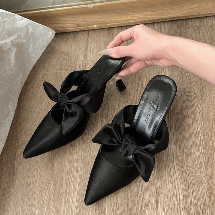 2025 Spring New Pointed Stiletto High Heels Elegant Slimming French Fashion Closed Toe Mules For Women_vogvips.com