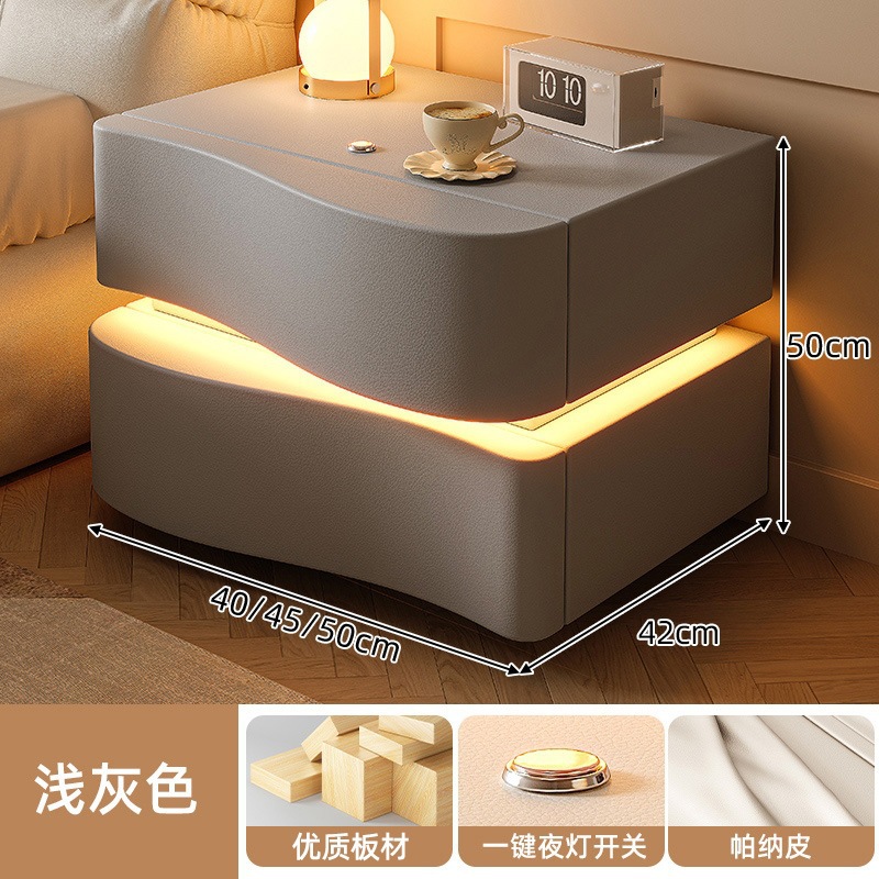 Mesita de noche de madera maciza de estilo crema, dormitorio doméstico moderno y simple, estante de gabinete de almacenamiento pequeño, creativo 2023 nuevo