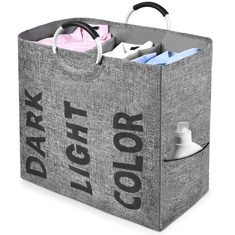 Cesta de lavandería de inodoro cesta de almacenamiento de ropa simple de tres rejillas cesta de lavandería de gran capacidad plegable cesta de almacenamiento de embalaje