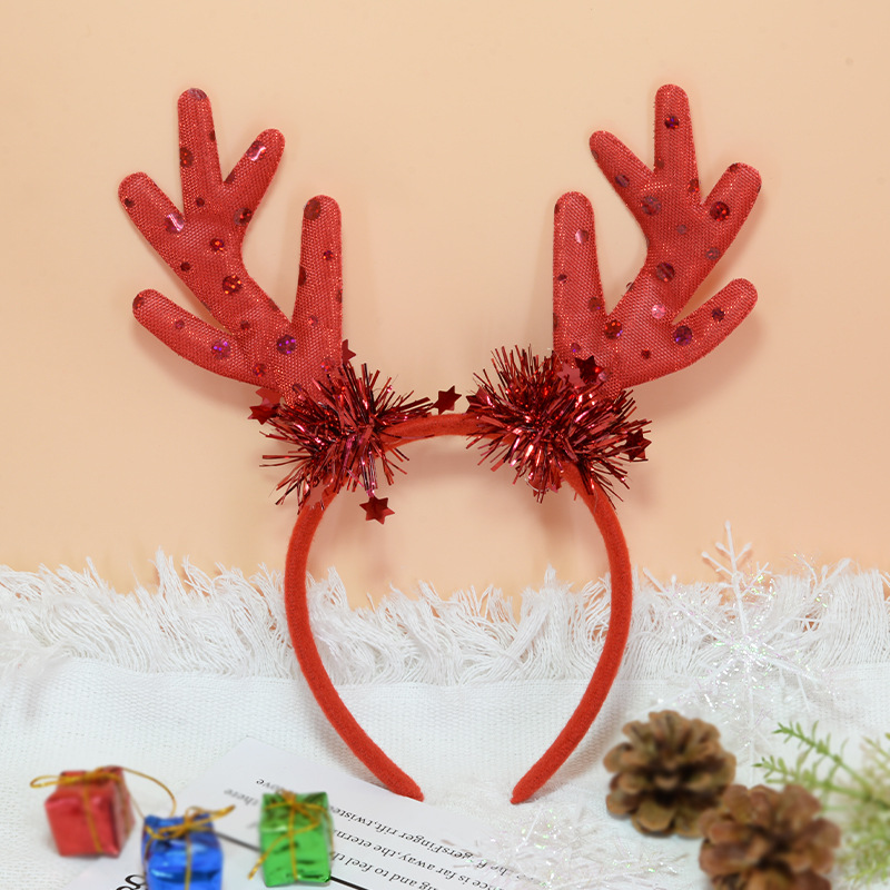 Adorable cabello de Navidad corno de ciervo cinco estrellas cabeza de banda de cabello de Navidad para niños corpos de cabello de decoración accesorios clipes de cabello