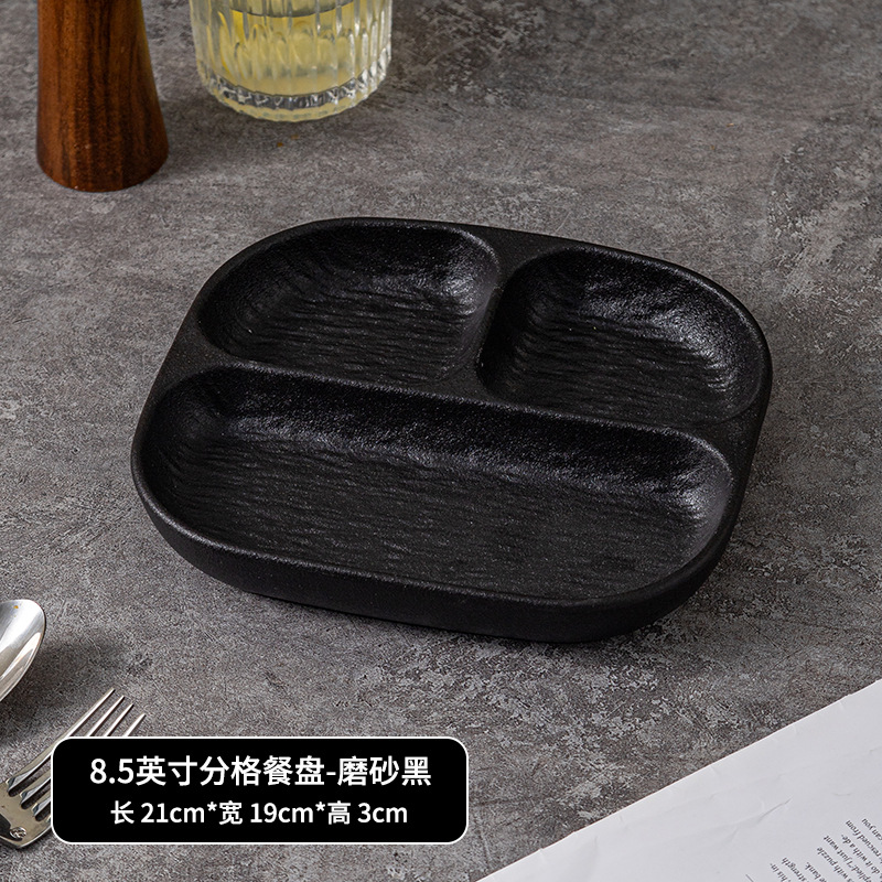 Juego de platos creativos de alta gama en blanco y negro japonés, platos transfronterizos, tazones de cerámica, platos occidentales, platos de fiador, vajillas de cerámica image 52