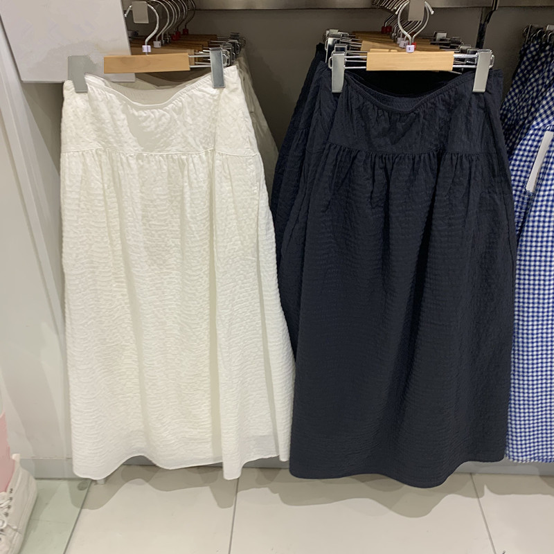 URAZ Women's 2025 Spring and Summer New Arrival Bubble Gauze Long Skirt/Stitching Style Skirt A- Line Skirt Women's 475858 URAZ Women's 2025 Spring and Summer New Arrival Bubble Gauze Long Skirt/Stitching Style Skirt A- Line Skirt Women's 475858
