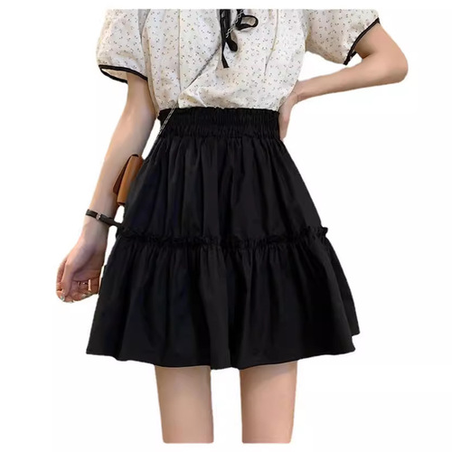 White half-length skirt for summer 2025, with a stretch waist and wood ear edge, very fairy-like, hip-hiding, temperament A-line short skirt for girls and boys